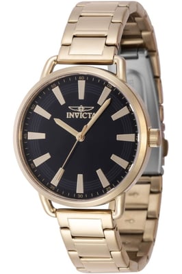 Invicta Wildflower 47322 Dames Horloge - Quartz Uurwerk - Roestvrij Staal met zwarte Wijzerplaat - 38mm