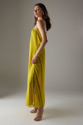 Yoryu Chiffon Elasticated Back Bandeau Maxi Dress