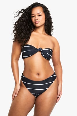 Plus Swimwear Essentials High Waist Stripe Brief