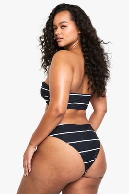 Plus Swimwear Essentials High Waist Stripe Brief