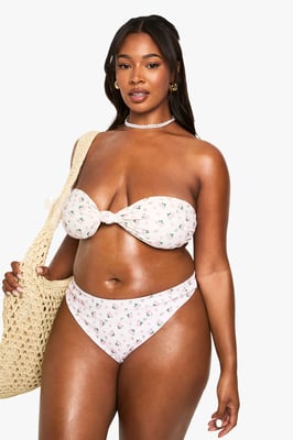 Plus SWIMWEAR ESSENTIALS DITSY FLORAL HIGH WAIST BIKINI BOTTOMS