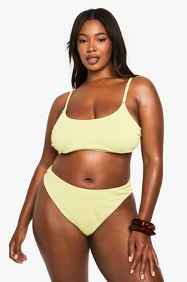 Plus Swimwear Essentials Crinkle High Waist Bikini Bottoms