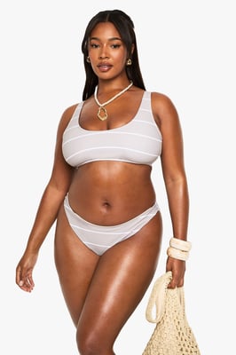 Plus Swimwear Essentials Stripe Bikini Bottoms