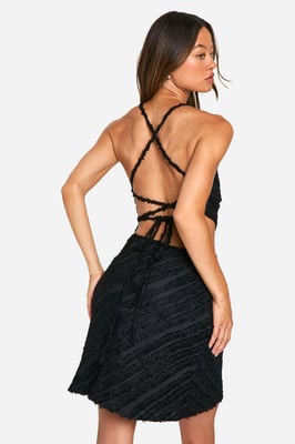 Tall Textured Chiffon Ruffle Mini Dress