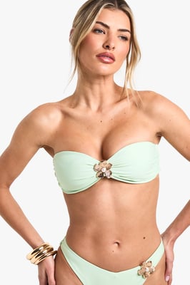 Pearl Flower Bandeau Bikini Top