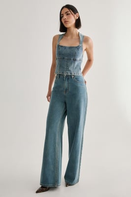 Denim Lace Back Top