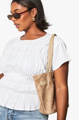 Plus Cotton Shirred Off The Shoulder Top