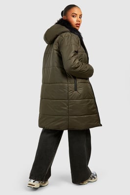 Plus Faux Fur Trim Parka