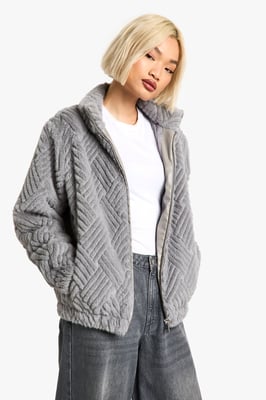 Textured Faux Fur Jacket