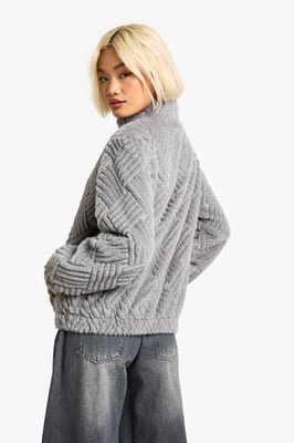 Textured Faux Fur Jacket