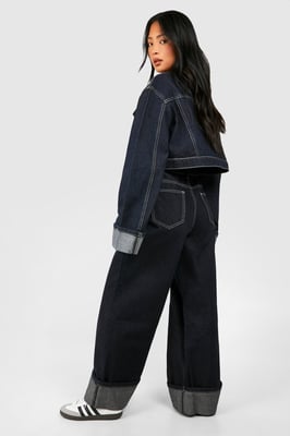 Petite Turn Up Cuff Wide Leg Jean