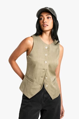 Woven Tailored Button Waistcoat