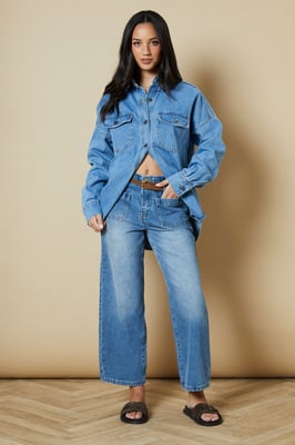 Belted Cropped Straight Jean