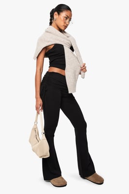 BOOHOO BASICS FOLD OVER WAIST FLARE LEGGING