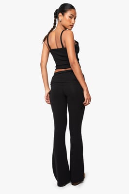 BOOHOO BASICS FOLD OVER WAIST FLARE LEGGING