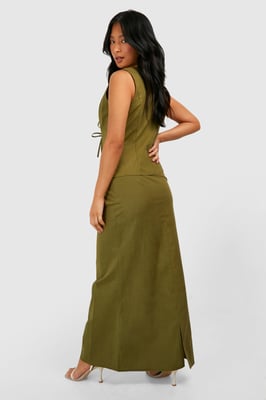Petite Linen Blend Maxi Skirt