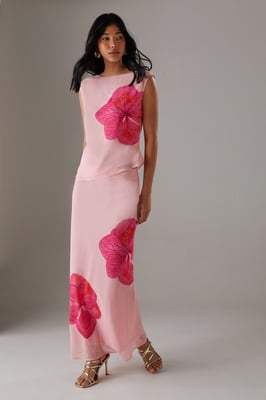 Placement Chiffon Bias Maxi Skirt