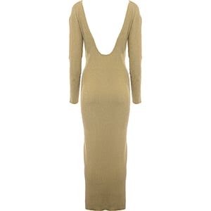 Nina Ricci Womens Open-Back Lurex Ribbed Dress With Heart Neckline in Gold