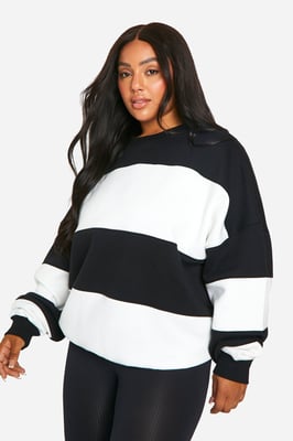 Plus Stripe Oversized Sweatshirt