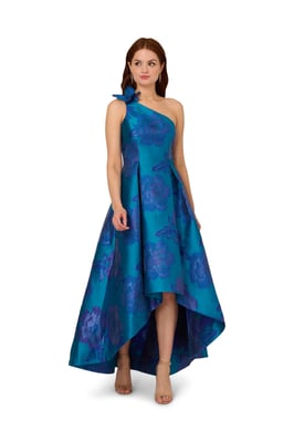 Floral Jacquard High Low Dress