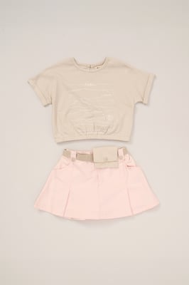 T-Shirt. Skort and Belt Purse Outfit Set
