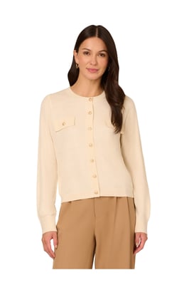 Long Sleeve Button Front Cardigan Sweater With Chest Pockets