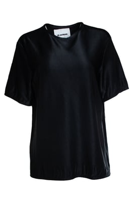 black shiny short sleeve top