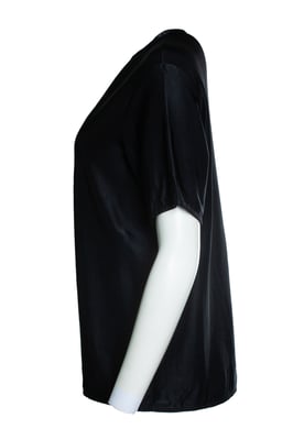 black shiny short sleeve top