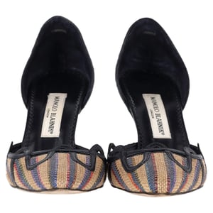 Manolo Blahnik Pointed Pumps in Multicolor Raffia
