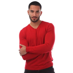 Men's Boss Batisse-E V-Neck Sweater in Red