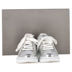 Alexander Mcqueen Oversized Sneakers in Metallic Silver Leather