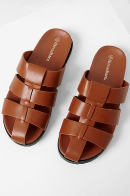 Tan Gladiator Slip-On Sandals