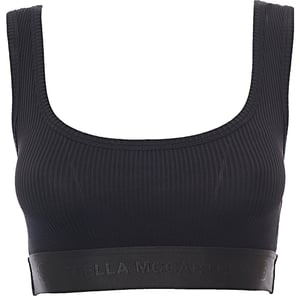 Stella Mccartney Womens S-Wave Technical Rib Q-Nova Cropped Top in Black