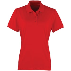 Premier Womens/Ladies Coolchecker Short Sleeve Pique Polo T-Shirt (Red)