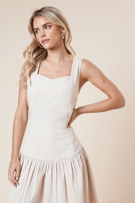 Petite Dropped Waist Strappy Midi Dress