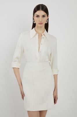 Tailored Buckle Detail Pleated Mini Skirt