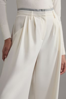 Tailored Crepe Pleat Detail Wide Leg Trousers