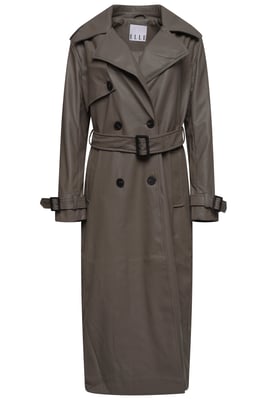 Sophia PU Long Trench Coat in Buff