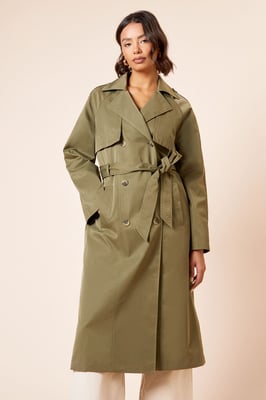Longline Double Breasted Belted Trench Coat