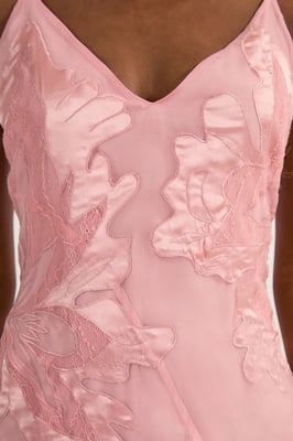 Satin Applique Woven Maxi Dress