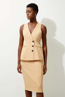 Tailored Side Split Midi Pencil Skirt