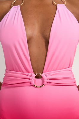 Ring Detail Ombre Plunge Swimsuit