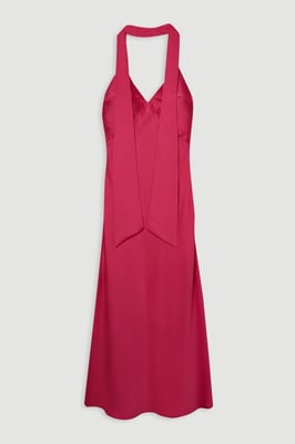 Halter Pleated Woven Maxi Dress