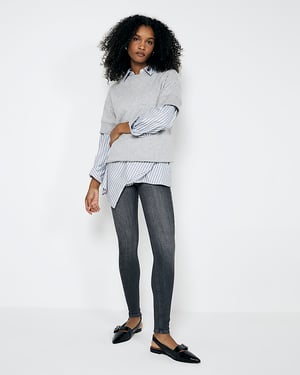 River Island Womens Skinny Jeans Grey Molly Mid Rise