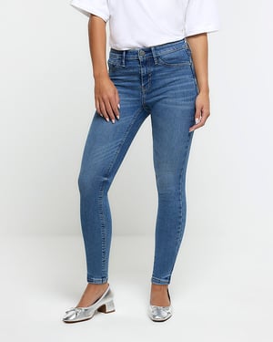 River Island Womens Skinny Jeans Petite Blue Bum Sculpt