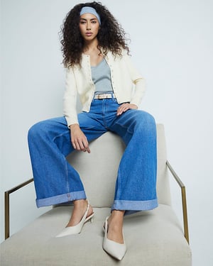 River Island Womens Super Wide Jeans Blue Denim