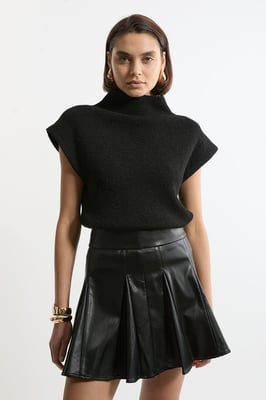 Faux Leather Flippy Mini Skirt