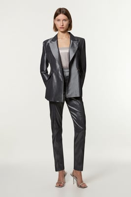 Fluid Tailored Metallic Straight Leg Trousers
