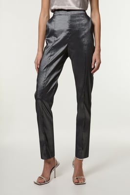 Fluid Tailored Metallic Straight Leg Trousers