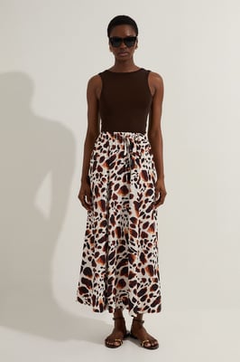 Premium Viscose Linen Tie Waist Woven Skirt